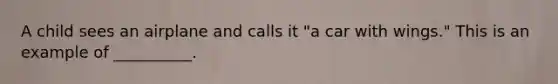 A child sees an airplane and calls it "a car with wings." This is an example of __________.