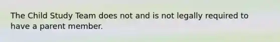 The Child Study Team does not and is not legally required to have a parent member.