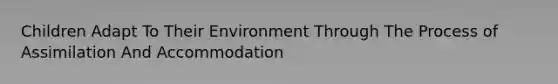 Children Adapt To Their Environment Through The Process of Assimilation And Accommodation