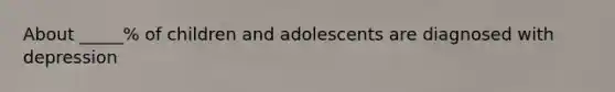 About _____% of children and adolescents are diagnosed with depression