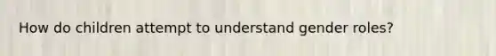 How do children attempt to understand <a href='https://www.questionai.com/knowledge/kFBKZBlIHQ-gender-roles' class='anchor-knowledge'>gender roles</a>?