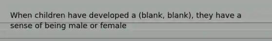 When children have developed a (blank, blank), they have a sense of being male or female