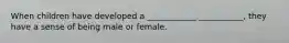 When children have developed a ____________ ___________, they have a sense of being male or female.