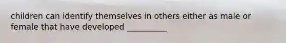 children can identify themselves in others either as male or female that have developed __________