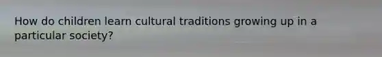 How do children learn cultural traditions growing up in a particular society?