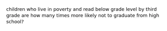 children who live in poverty and read below grade level by third grade are how many times more likely not to graduate from high school?