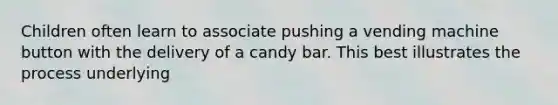 Children often learn to associate pushing a vending machine button with the delivery of a candy bar. This best illustrates the process underlying