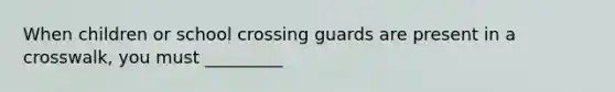 When children or school crossing guards are present in a crosswalk, you must _________