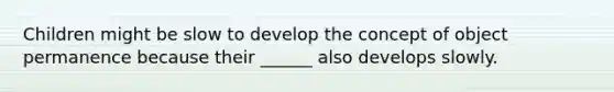 Children might be slow to develop the concept of object permanence because their ______ also develops slowly.