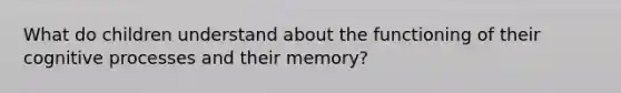 What do children understand about the functioning of their cognitive processes and their memory?