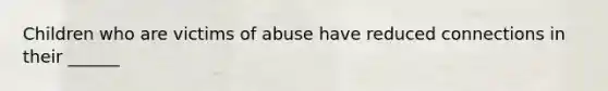 Children who are victims of abuse have reduced connections in their ______