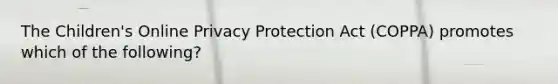 The Children's Online Privacy Protection Act (COPPA) promotes which of the following?