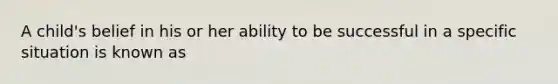 A child's belief in his or her ability to be successful in a specific situation is known as