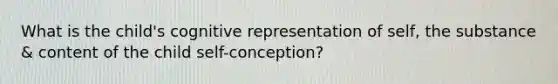 What is the child's cognitive representation of self, the substance & content of the child self-conception?