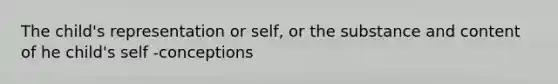 The child's representation or self, or the substance and content of he child's self -conceptions