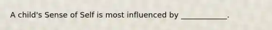 A child's Sense of Self is most influenced by ____________.