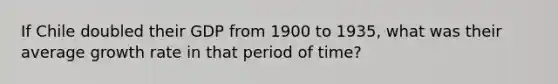 If Chile doubled their GDP from 1900 to 1935, what was their average growth rate in that period of time?