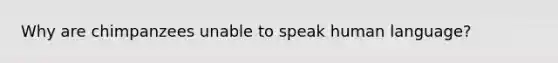 Why are chimpanzees unable to speak human language?