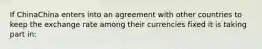 If ChinaChina enters into an agreement with other countries to keep the exchange rate among their currencies fixed it is taking part​ in: