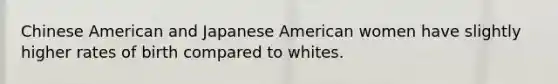 Chinese American and Japanese American women have slightly higher rates of birth compared to whites.