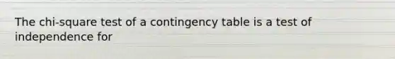 The chi-square test of a contingency table is a test of independence for