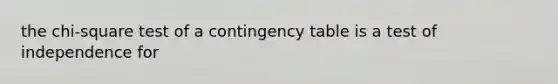 the chi-square test of a contingency table is a test of independence for