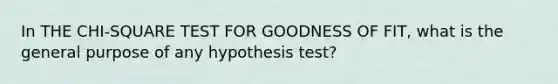 In THE CHI-SQUARE TEST FOR GOODNESS OF FIT, what is the general purpose of any hypothesis test?