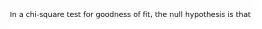 In a chi-square test for goodness of fit, the null hypothesis is that