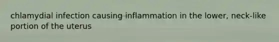 chlamydial infection causing inflammation in the lower, neck-like portion of the uterus