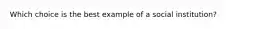 Which choice is the best example of a social institution?