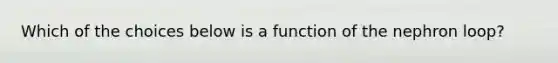 Which of the choices below is a function of the nephron loop?