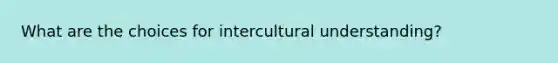 What are the choices for intercultural understanding?