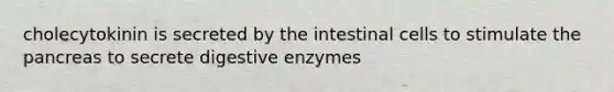 cholecytokinin is secreted by the intestinal cells to stimulate the pancreas to secrete digestive enzymes