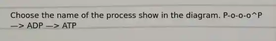 Choose the name of the process show in the diagram. P-o-o-o^P —> ADP —> ATP