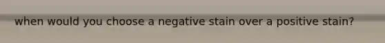 when would you choose a negative stain over a positive stain?