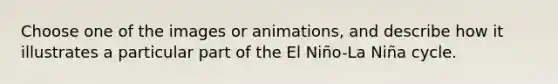 Choose one of the images or animations, and describe how it illustrates a particular part of the El Niño-La Niña cycle.