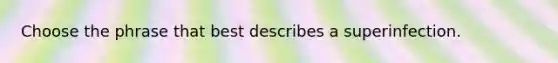 Choose the phrase that best describes a superinfection.