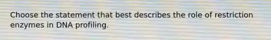 Choose the statement that best describes the role of restriction enzymes in DNA profiling.