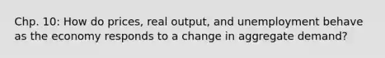 Chp. 10: How do prices, real output, and unemployment behave as the economy responds to a change in aggregate demand?