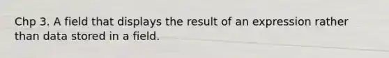 Chp 3. A field that displays the result of an expression rather than data stored in a field.