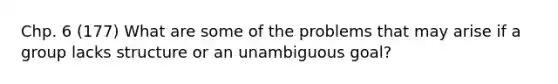 Chp. 6 (177) What are some of the problems that may arise if a group lacks structure or an unambiguous goal?