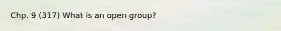 Chp. 9 (317) What is an open group?