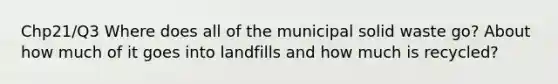 Chp21/Q3 Where does all of the municipal solid waste go? About how much of it goes into landfills and how much is recycled?