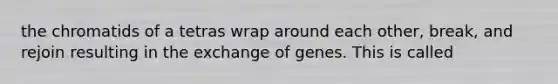 the chromatids of a tetras wrap around each other, break, and rejoin resulting in the exchange of genes. This is called