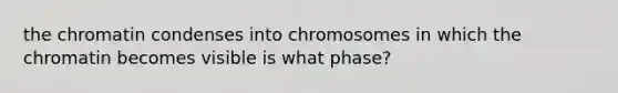 the chromatin condenses into chromosomes in which the chromatin becomes visible is what phase?