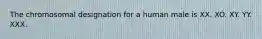The chromosomal designation for a human male is XX. XO. XY. YY. XXX.