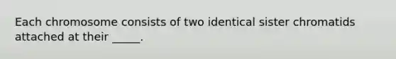 Each chromosome consists of two identical sister chromatids attached at their _____.