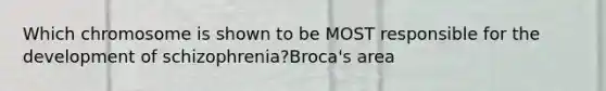 Which chromosome is shown to be MOST responsible for the development of schizophrenia?Broca's area