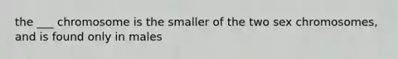 the ___ chromosome is the smaller of the two sex chromosomes, and is found only in males