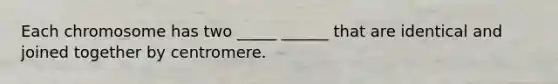 Each chromosome has two _____ ______ that are identical and joined together by centromere.